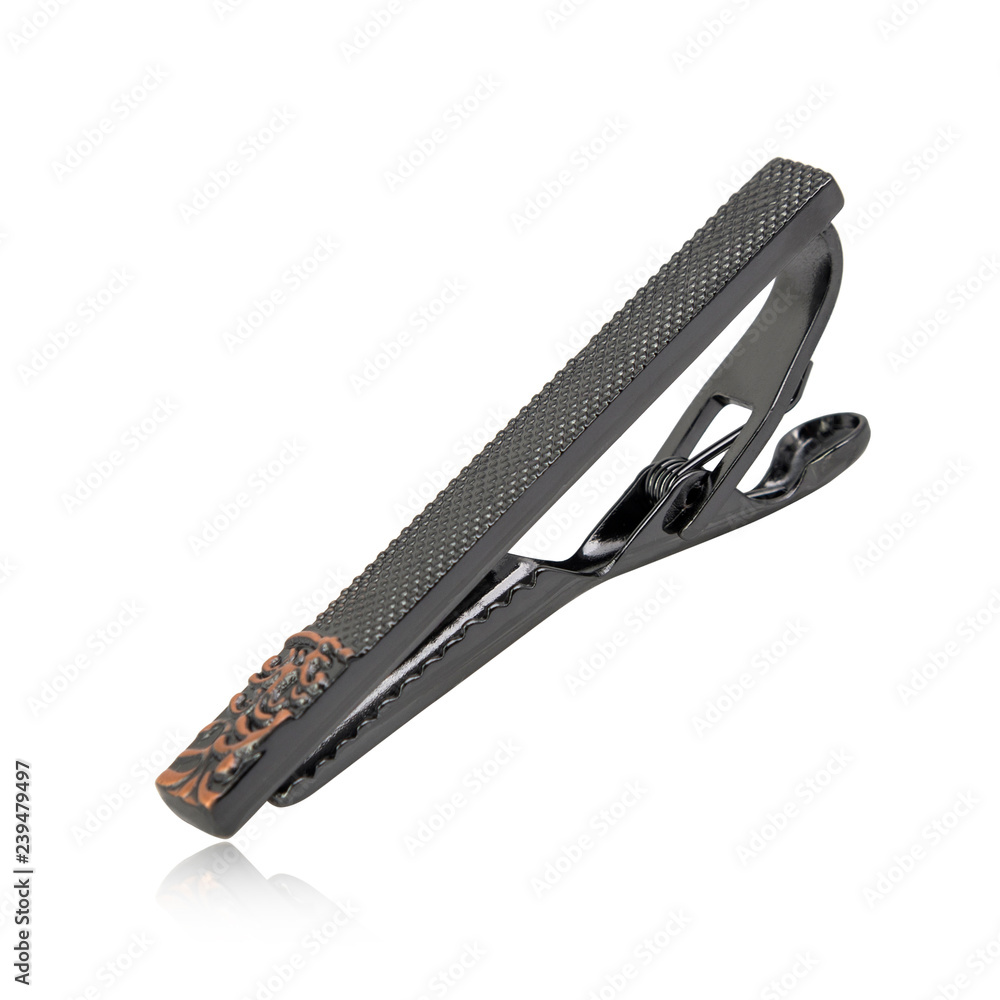 Obraz premium Silver tie clip isolated on white