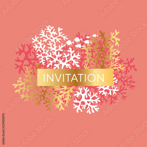 Coral color vector invitati...