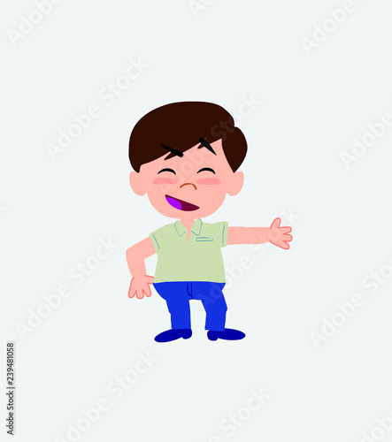 Businessman in casual style showing something in an optimistic and positive attitude.