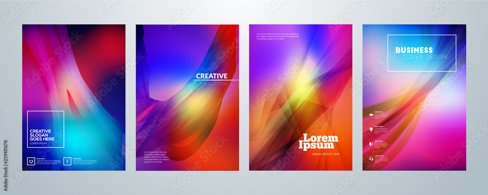 Set of business brochure cover design templates. Modern business flyer or poster with abstract colorful background