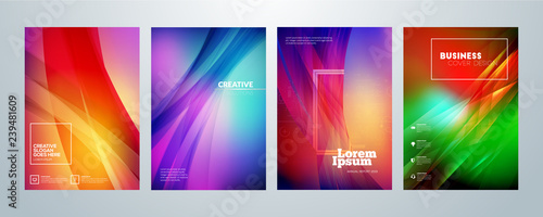 Set of business brochure cover design templates. Modern business flyer or poster with abstract colorful background