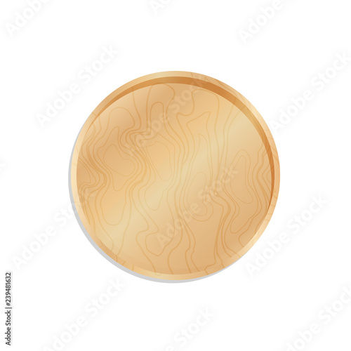Wooden trencher, tray and salver isolated on white background vector illustration flat design