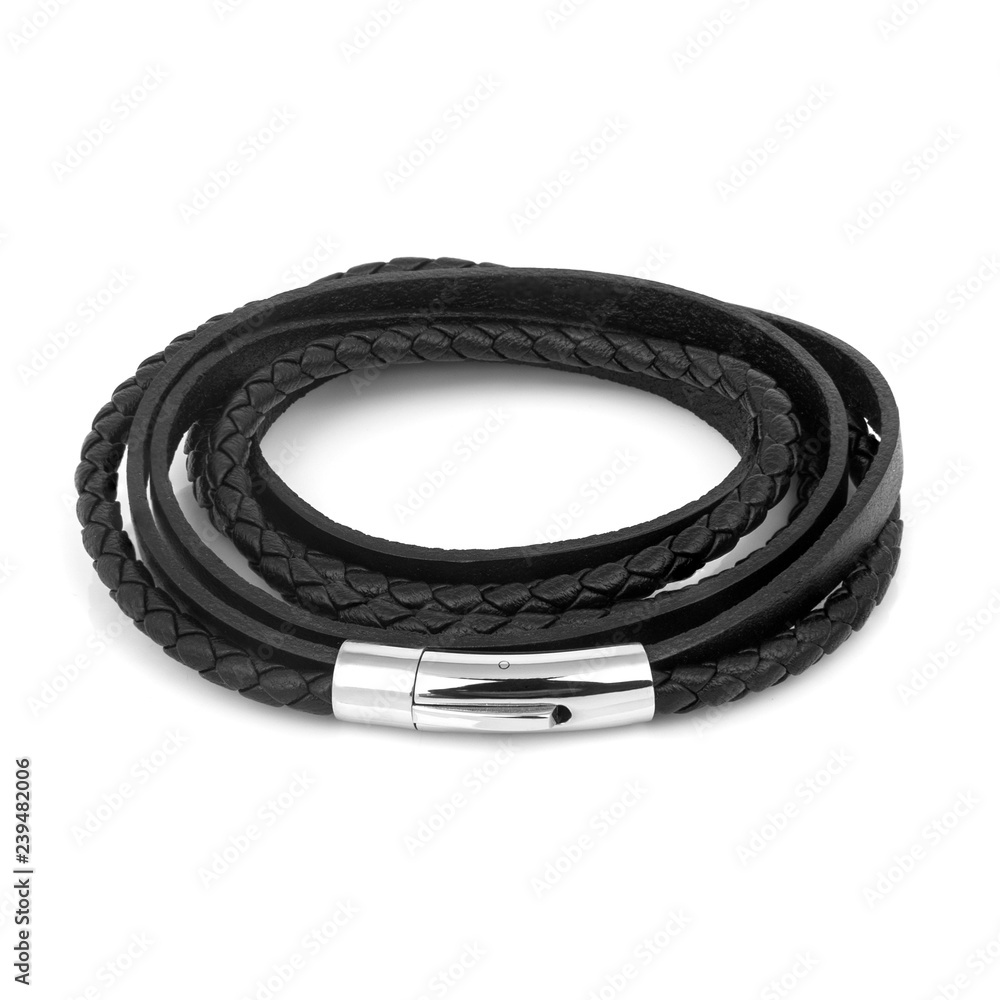 Fashion male bracelet isolated on white Fashion male bracelet isolated on white