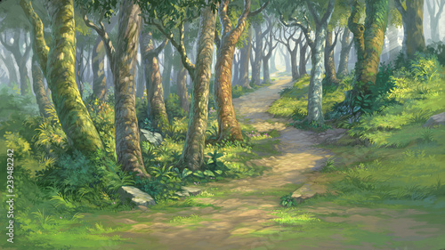 fantasy forest background illustration digital painting