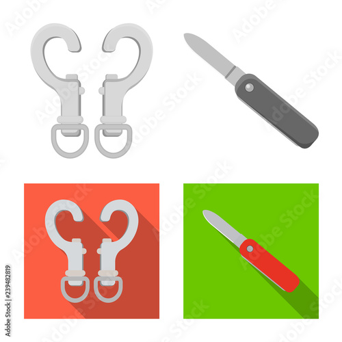 Vector illustration of mountaineering and peak symbol. Collection of mountaineering and camp vector icon for stock.