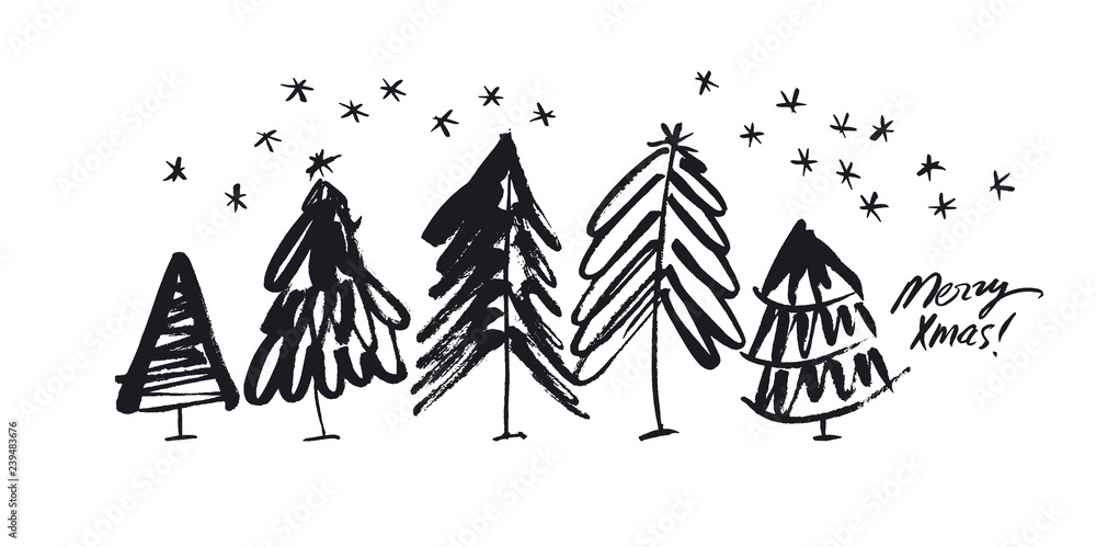 Merry Xmas hand drawn banner template Merry Xmas hand drawn banner template