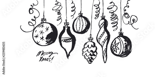 Merry Xmas hand drawn banne...