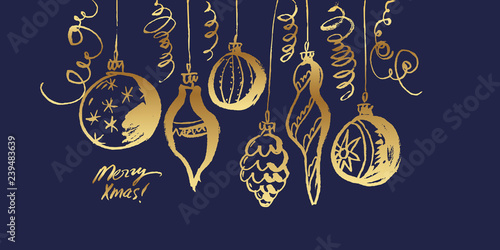 Merry Xmas hand drawn banne...