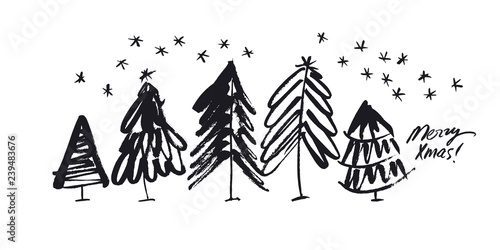 Merry Xmas hand drawn banner template