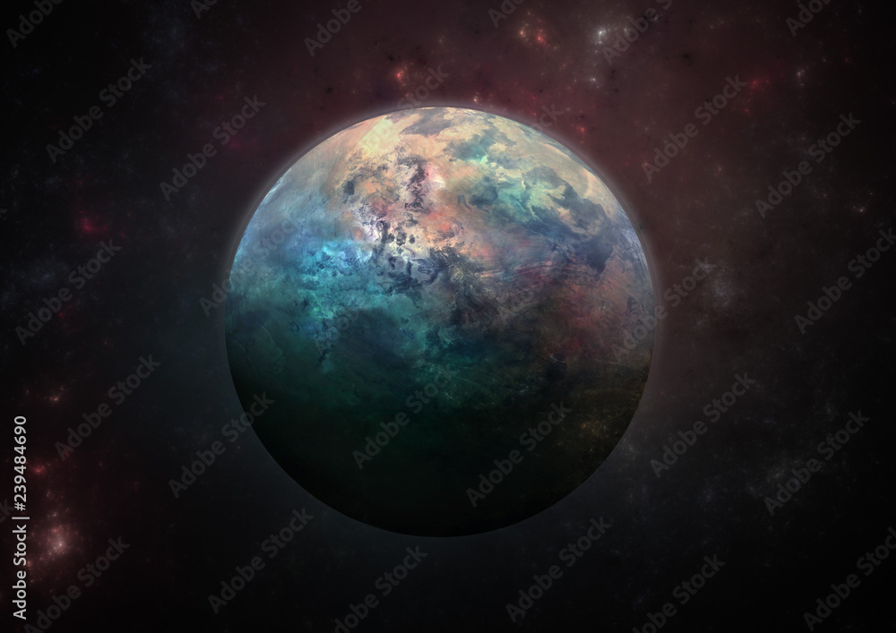 Cosmic art background a new Planet and galaxy, science fiction wallpaper. Beauty of deep space. 