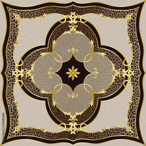 Luxury Beige Leopard and Gold Classic Pattern