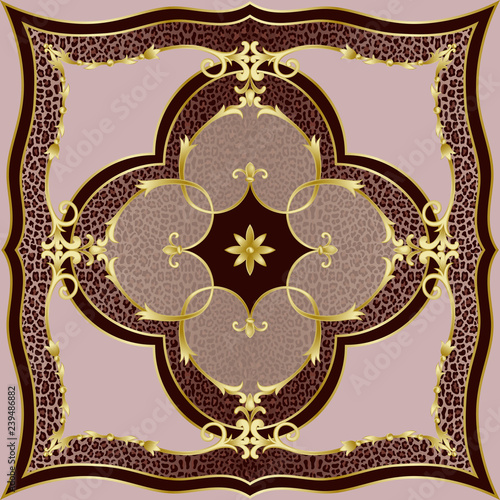 Luxury Pink Leopard and Gold Classic Pattern