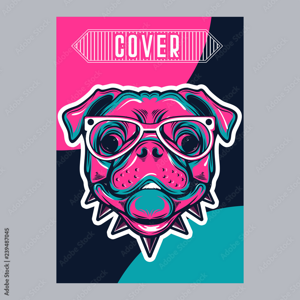 Obraz premium pug dog illustration with slogan - Vector 