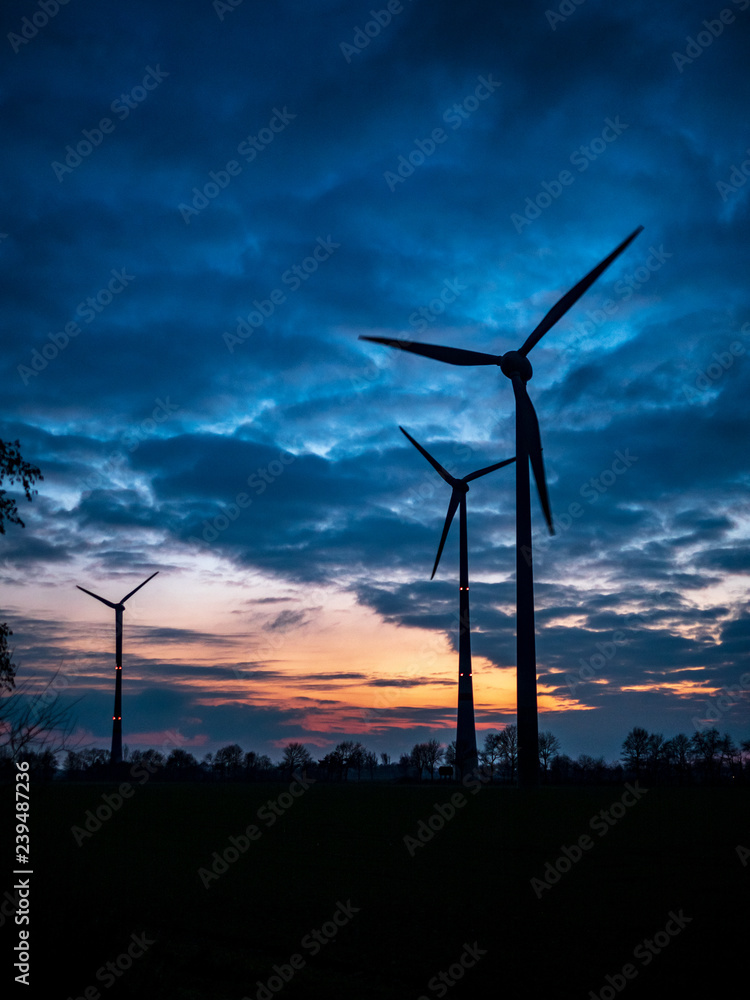 Obraz premium Windpark im Sonnenuntergnang