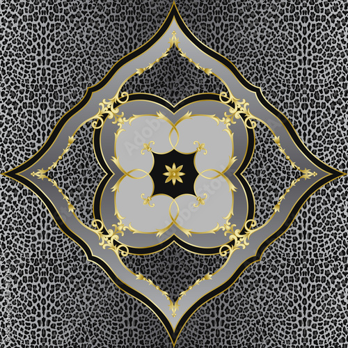 Luxury Gray Leopard and Gold Classic Pattern