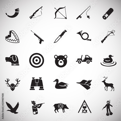 Hunting icon set on white background for graphic and web design, Modern simple vector sign. Internet concept. Trendy symbol for website design web button or mobile app