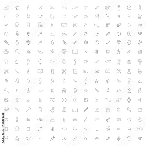 monochrome set with different universal line icons for your design