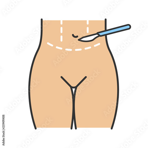 Tummy tuck plastic color icon