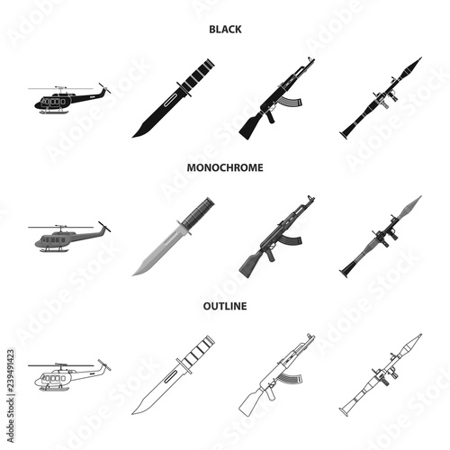 Vector design of weapon and gun symbol. Collection of weapon and army vector icon for stock.