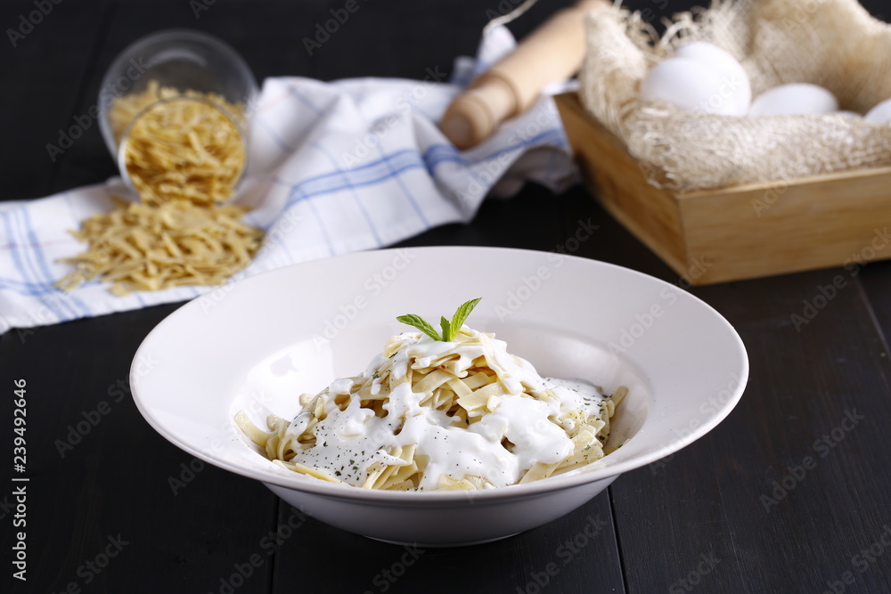 pasta presentation with sauce pasta presentation with sauce