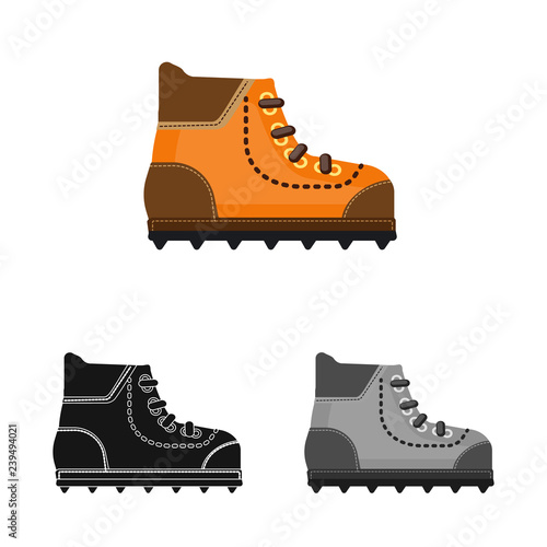Vector design of mountaineering and peak symbol. Set of mountaineering and camp stock symbol for web.