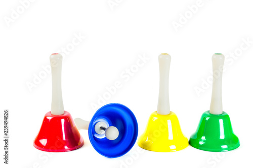 Coloured musical handbells set, isolated on white background