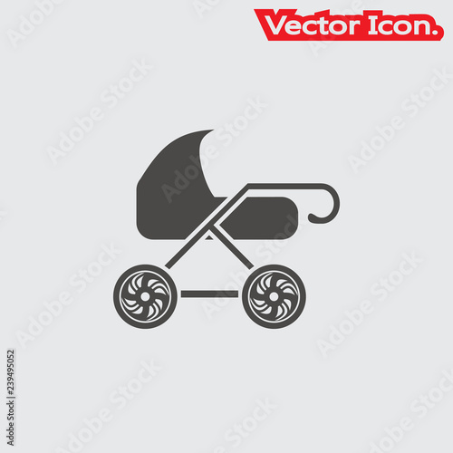 baby carriage icon isolated sign symbol and flat style for app, web and digital design. Vector illustration.
