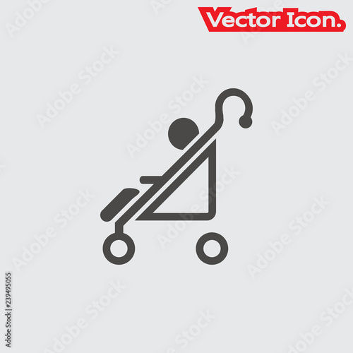 baby carriage icon isolated sign symbol and flat style for app, web and digital design. Vector illustration.