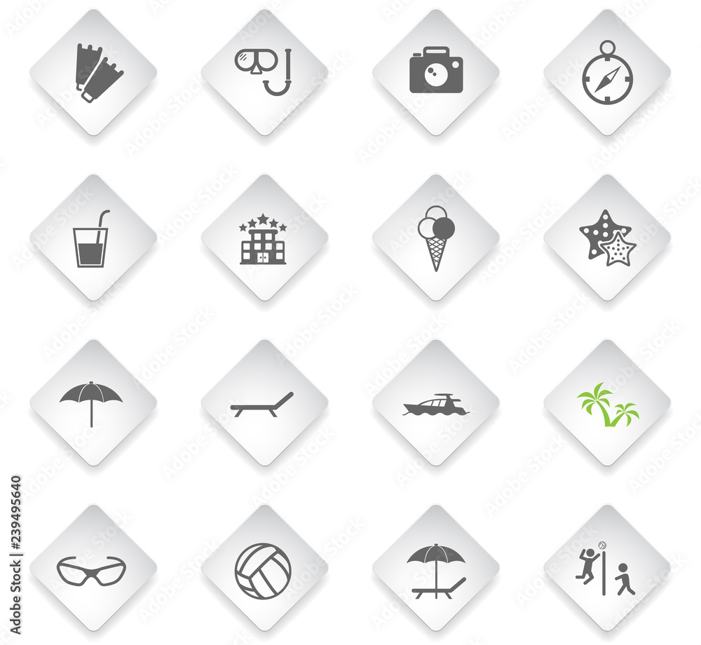 beach icon set beach icon set