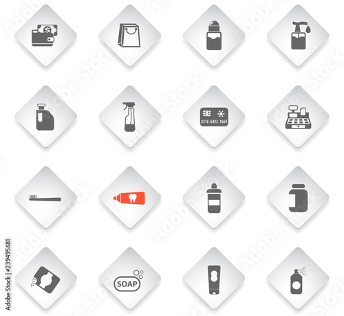 chemicals store icon set