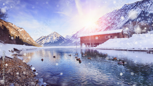 see in den bergen im winter - panorama