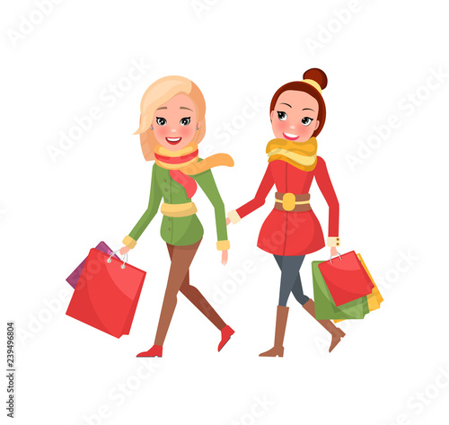 Females with Packages Full of Present Buying Gifts