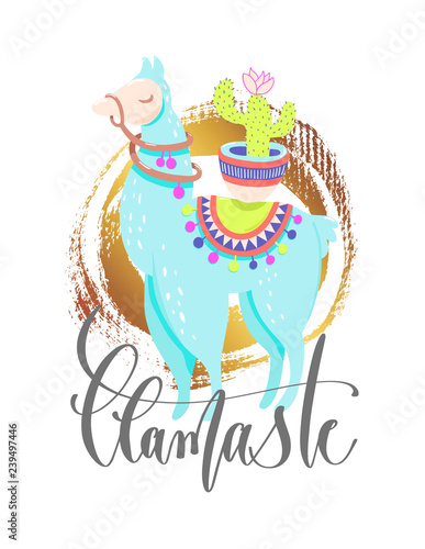 llamaste - funny poster or greeting card with beautiful llama po
