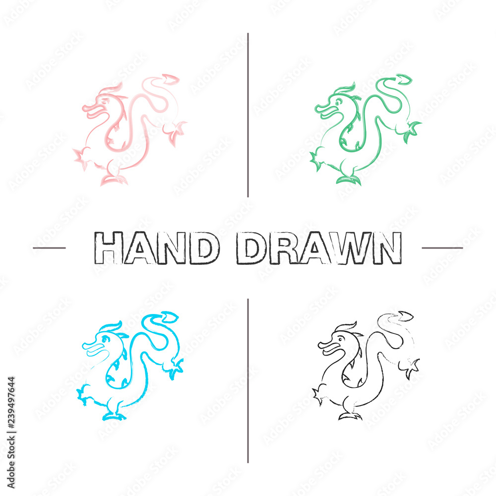 Chinese New Year hand drawn icons set