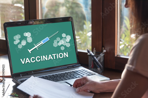 Vaccination concept on a laptop screen