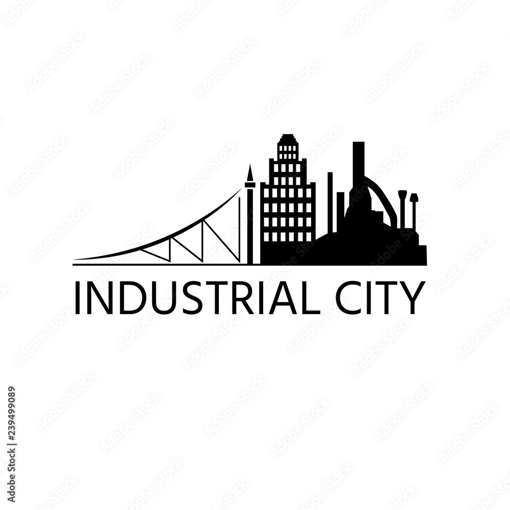 vector design template of city buildings and factory