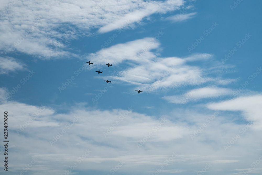 Planes perform aerobatics
