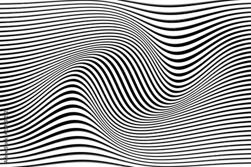 black and white abstract background with line distortion 3D illustration