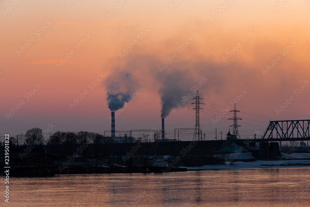 Obraz premium running thermal power station in novosibirsk