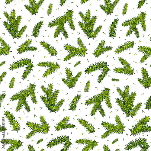 Christmas tree branches seamless pattern background. Vector illustration