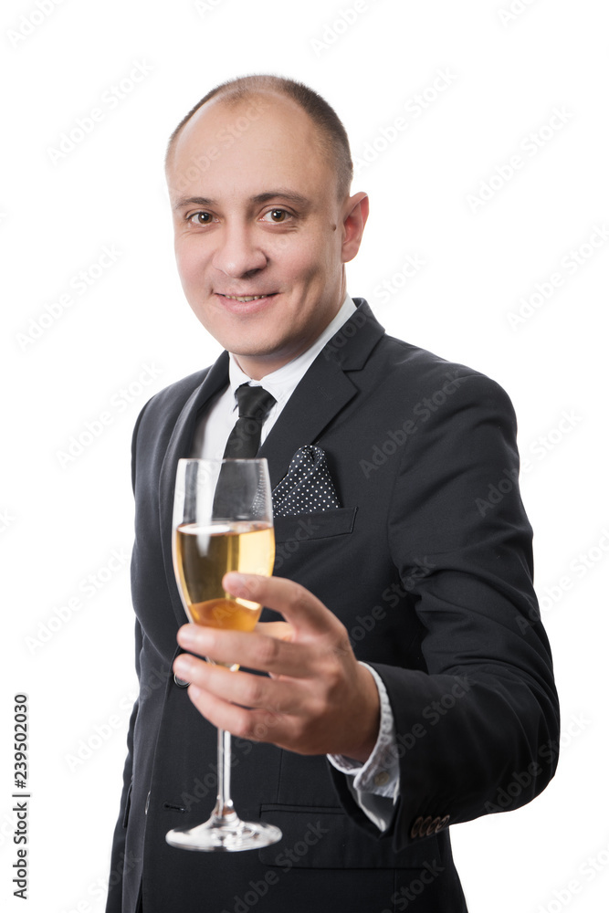 Attractive man with glass of champagne in his hand Attractive man with glass of champagne in his hand