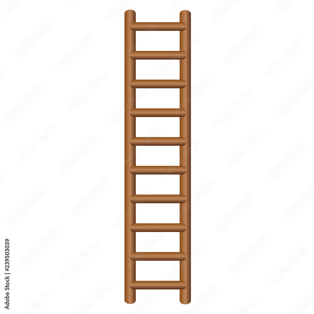 wooden stairs isolated icon on white, stock vector illustration