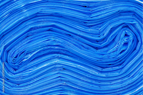 blue polyethylene roll, macro. blue polyethylene roll in the cross section, macro