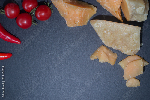 cheese, tomato and peppers ...