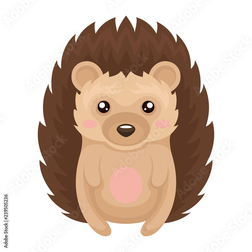 Cute hedgehog animal cartoon character vector Illustration on a white background