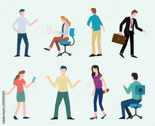 business man and woman set collection with modern style vector