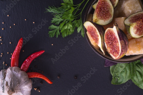 Fresh Figs and cheese on da...