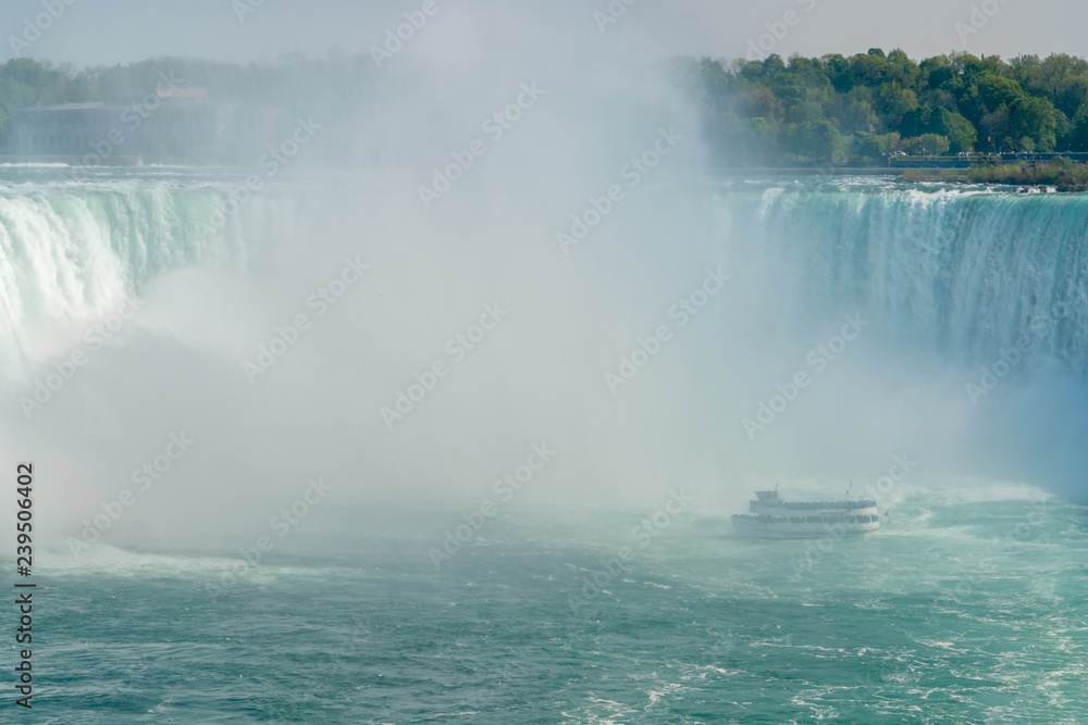 Cruise Boat and Horseshoe Falls from Niagara Falls - Ontario, Canada
