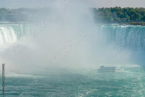Cruise Boat and Horseshoe Falls from Niagara Falls - Ontario, Canada