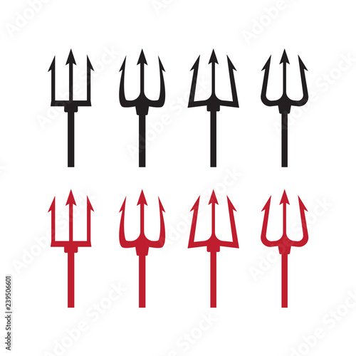 Trident silhouette pitchfork weapon. Devil trident vector illustration
